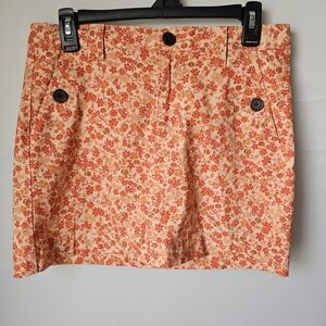 wild fable Orange Floral Mini Skirt with Button Accents